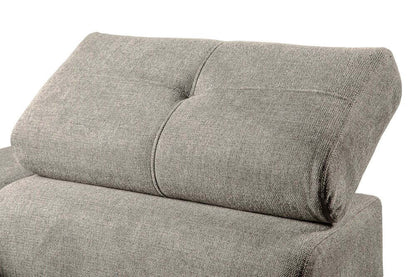 Sofa-lit sectionnel de droite Savvy 5 pièces en tissu d’apparence lin avec fauteuil long de rangement et appuie-têtes réglables - gris