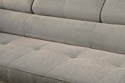 Sofa-lit sectionnel de droite Savvy 5 pièces en tissu d’apparence lin avec fauteuil long de rangement et appuie-têtes réglables - gris