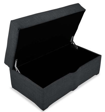 Made in Canada Sawyer 40 Linen-Look Fabric Storage Ottoman - Charcoal Grey | Pouf de rangement Sawyer de 40 po fabriqué au Canada en tissu d’apparence lin - gris anthracite