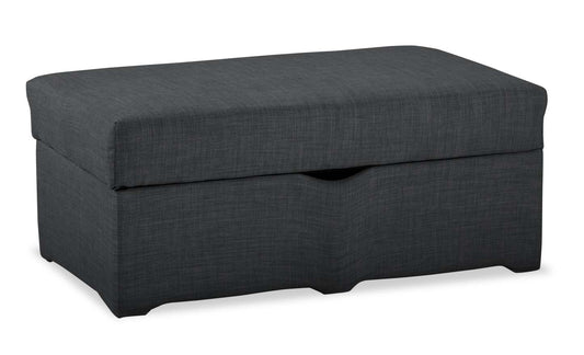 Made in Canada Sawyer 40 Linen-Look Fabric Storage Ottoman - Charcoal Grey | Pouf de rangement Sawyer de 40 po fabriqué au Canada en tissu d’apparence lin - gris anthracite