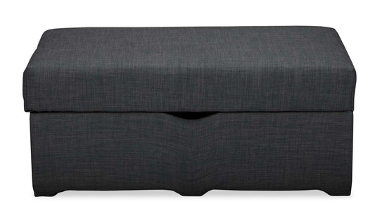 Made in Canada Sawyer 40 Linen-Look Fabric Storage Ottoman - Charcoal Grey | Pouf de rangement Sawyer de 40 po fabriqué au Canada en tissu d’apparence lin - gris anthracite