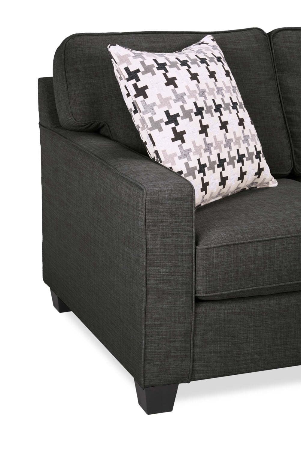 Fabriqué au Canada, canapé sectionnel Sawyer 2 pièces en tissu d'apparence lin avec coussins réversibles - gris anthracite