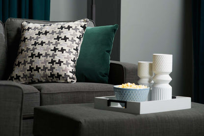 Fabriqué au Canada, canapé Sawyer de 83 po en tissu d’apparence lin avec coussins réversibles et coussins décoratifs - gris anthracite