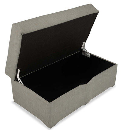 Made in Canada Sawyer 40 Linen-Look Fabric Storage Ottoman - Light Grey | Pouf de rangement Sawyer de 40 po fabriqué au Canada en tissu d’apparence lin - gris clair