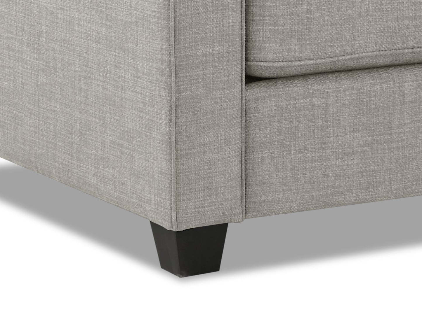 Canapé Sawyer de 83 po fabriqué au Canada en tissu d'apparence lin avec coussins réversibles et coussins décoratifs - gris clair