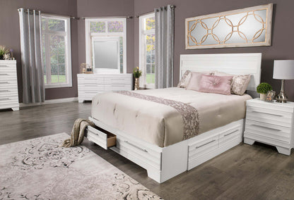 Olivia 6-Piece Queen Storage Bedroom Package with 2 Nightstands – White|Ensemble de chambre à coucher Olivia 6 pièces avec lit double de rangement et 2 tables de nuit - blanc
