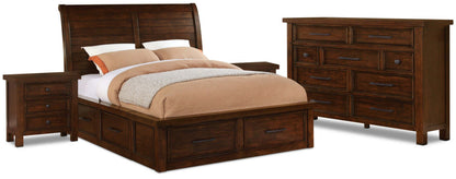 Sonoma 6-Piece Queen Storage Bedroom Package with 2 Nightstands – Dark Brown|Ensemble de chambre à coucher Sonoma 6 pcs avec lit de rangement queen et 2 tables de nuit - brun foncé