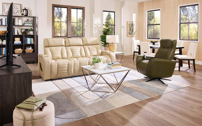 Fauteuil de massage à inclinaison électrique Serene de 31 po en cuir avec véritables appuie-tête électrique et siège chauffant - vert