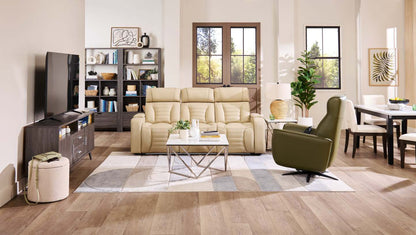 Fauteuil de massage à inclinaison électrique Serene de 31 po en cuir avec véritables appuie-tête électrique et siège chauffant - vert