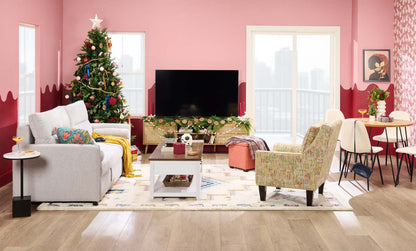 Canapé-lit Shadow de 82,5 po en tissu d'apparence lin avec rangement et deux accoudoirs coussinés - gris