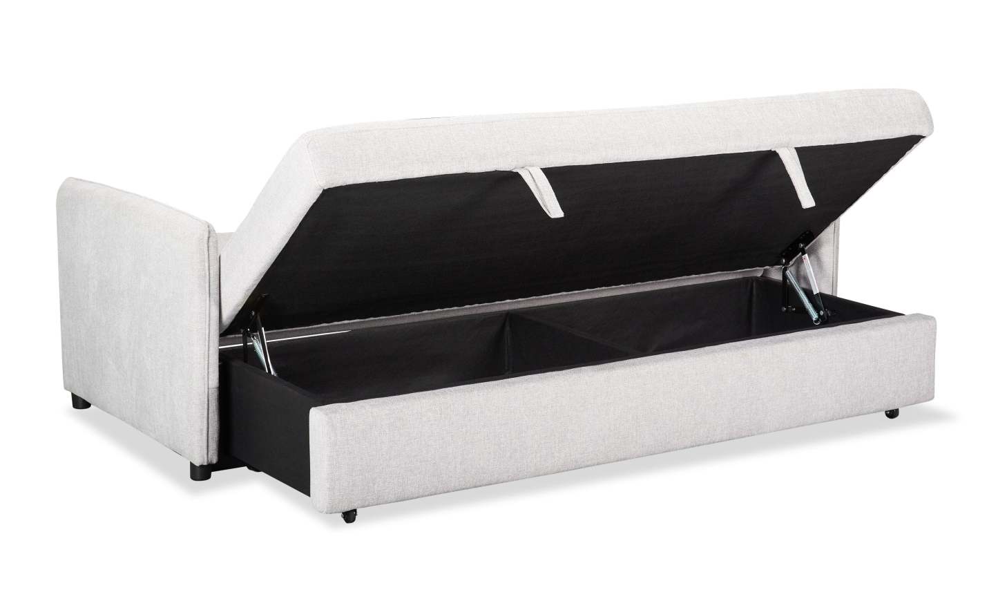 Canapé-lit Shadow de 82,5 po en tissu d'apparence lin avec rangement et deux accoudoirs coussinés - gris