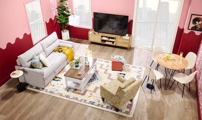 Canapé-lit Shadow de 82,5 po en tissu d'apparence lin avec rangement et deux accoudoirs coussinés - gris