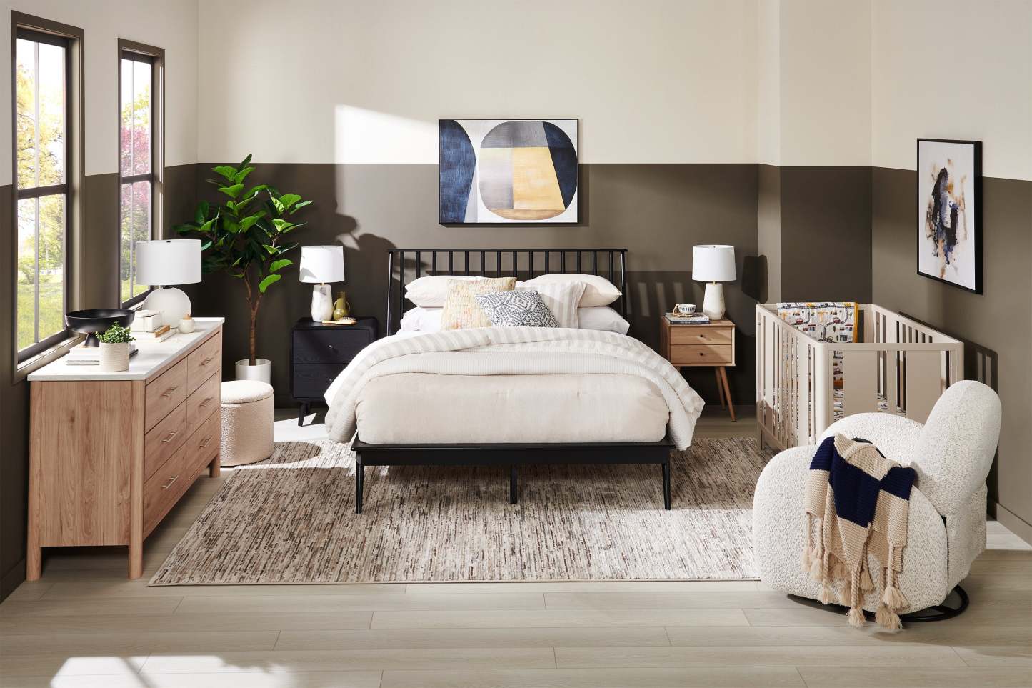 Ontario 14,75 po Pouf de rangement rond en tissu - blanc