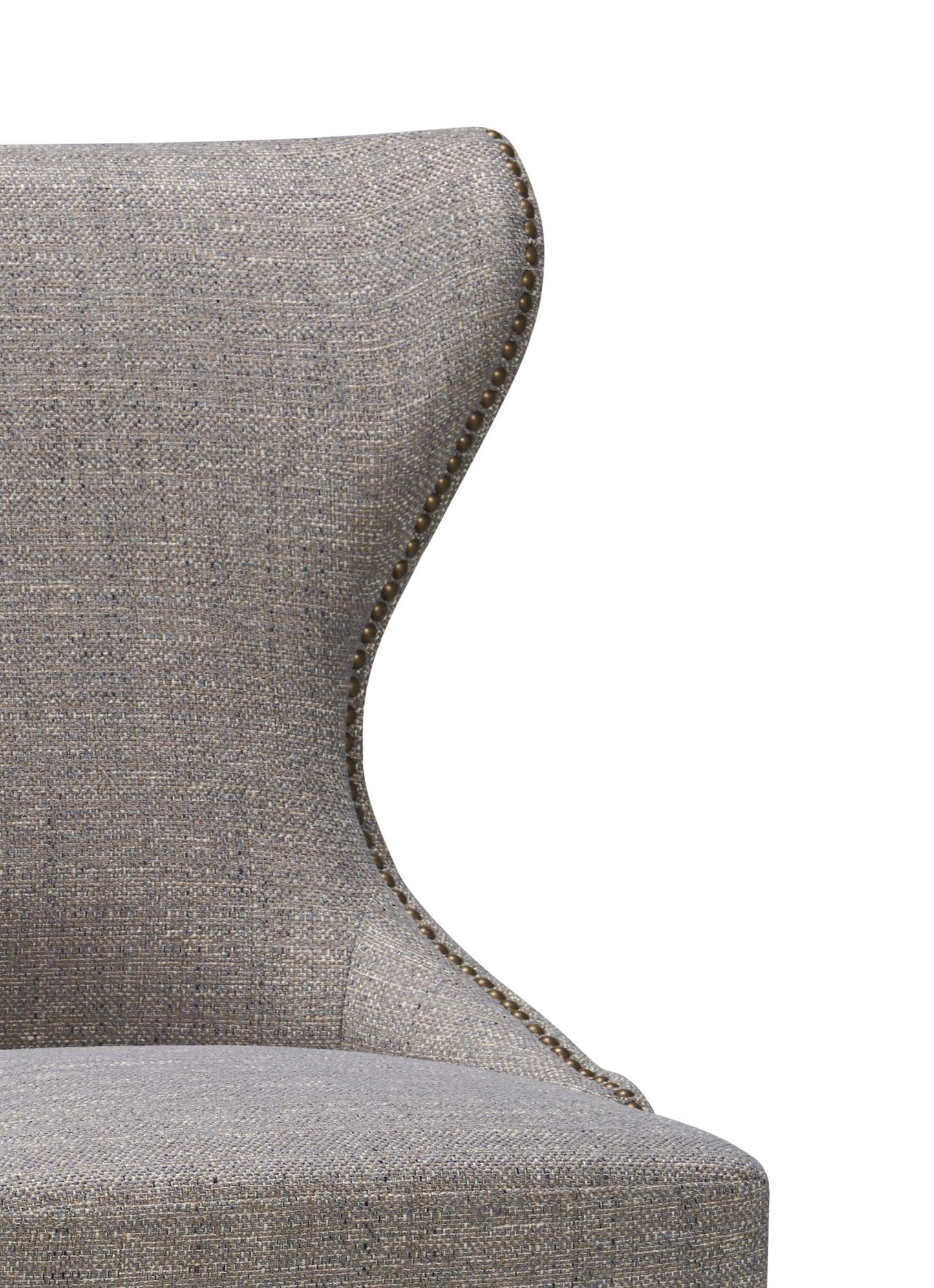 Chaise de salle à manger à dossier à oreilles Shea avec tissu d'apparence lin, Bois - Gris | Chaise de salle à manger Shea à oreilles en tissu d'apparence lin et en bois - grise