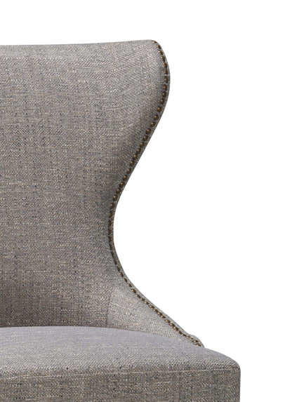 Chaise de salle à manger à dossier à oreilles Shea avec tissu d'apparence lin, Bois - Gris | Chaise de salle à manger Shea à oreilles en tissu d'apparence lin et en bois - grise