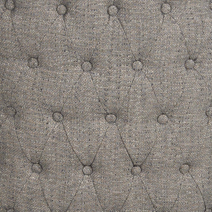 Chaise de salle à manger à dossier à oreilles Shea avec tissu d'apparence lin, Bois - Gris | Chaise de salle à manger Shea à oreilles en tissu d'apparence lin et en bois - grise