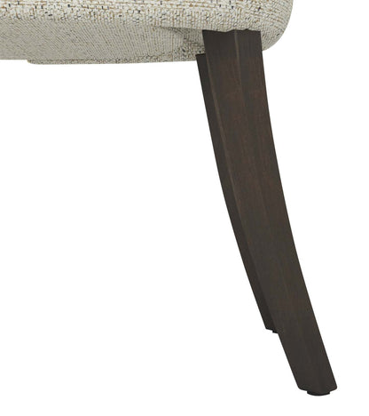 Chaise de salle à manger à dossier à oreilles Shea avec tissu d'apparence lin, Bois - Ivoire | Chaise de salle à manger Shea à oreilles en tissu d'apparence lin et en bois - ivoire