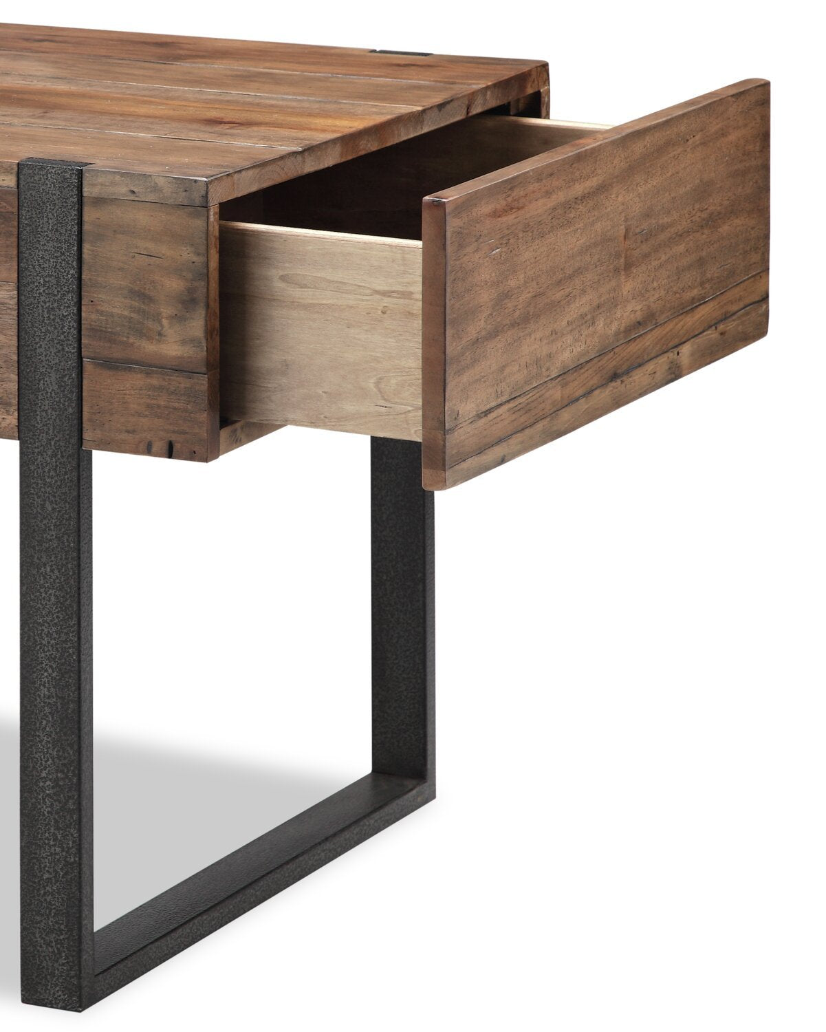 Table de chaise rustique Manchester 22 avec rangement - Bois brun avec base en fer|Table de fauteuil rustique Manchester de 22 po avec rangement - bois brun avec base en fer