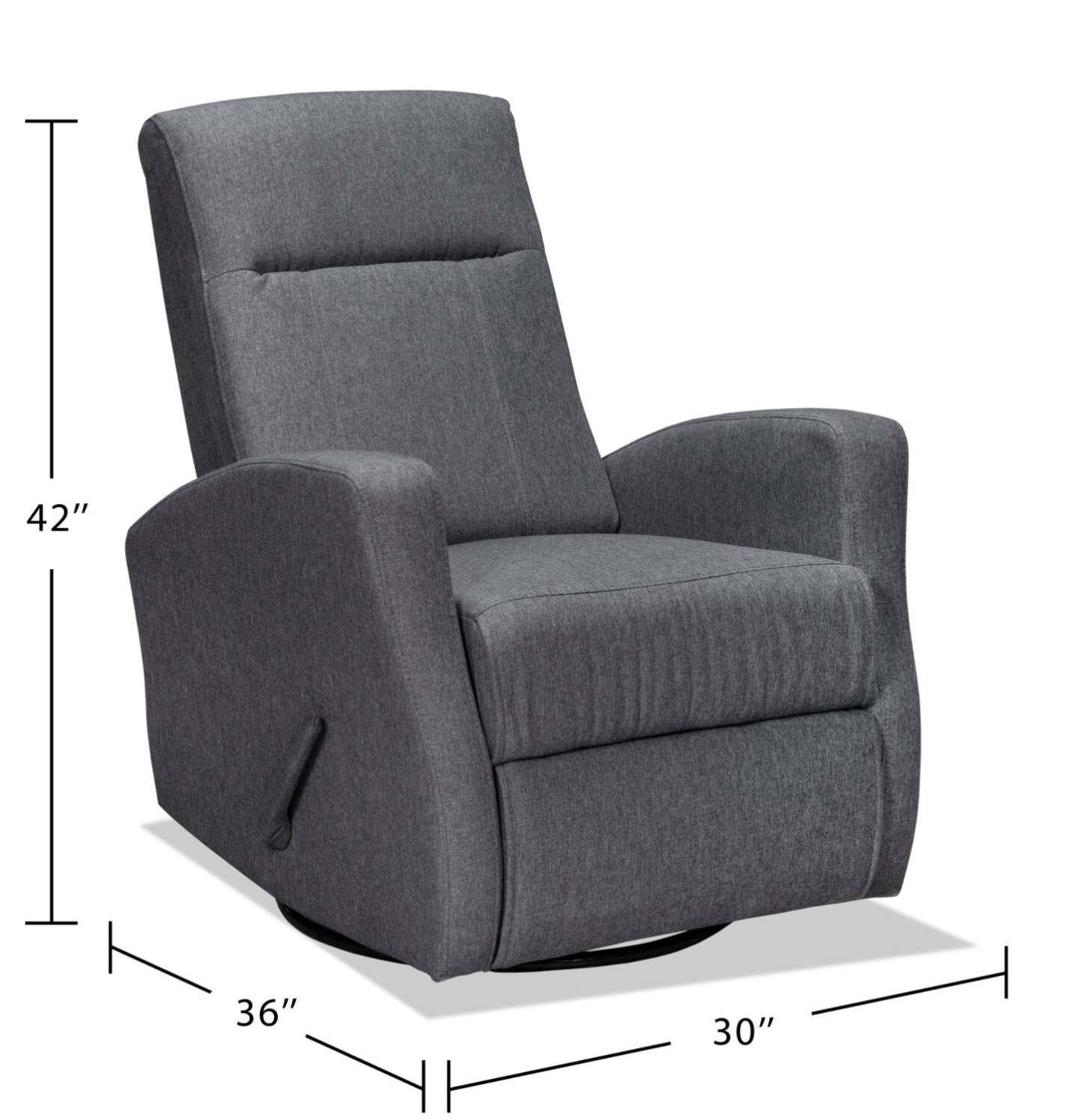 Fauteuil berçant, pivotant et inclinable Nyla de 30 po en tissu d’apparence lin - gris