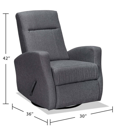 Fauteuil berçant, pivotant et inclinable Nyla de 30 po en tissu d’apparence lin - gris