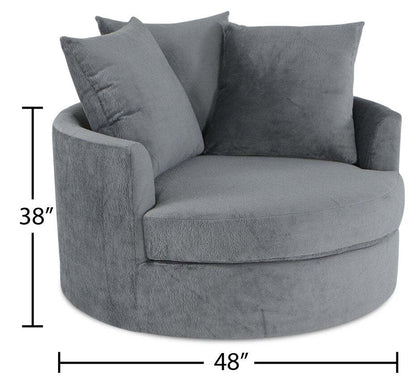Made in Canada Grande 48 Chenille Fabric Cuddler Accent Chair - Plush Thunder Grey | Fauteuil d’appoint Cuddler Grande de 48 po fabriqué au Canada en tissu de chenille - gris Plush Thunder