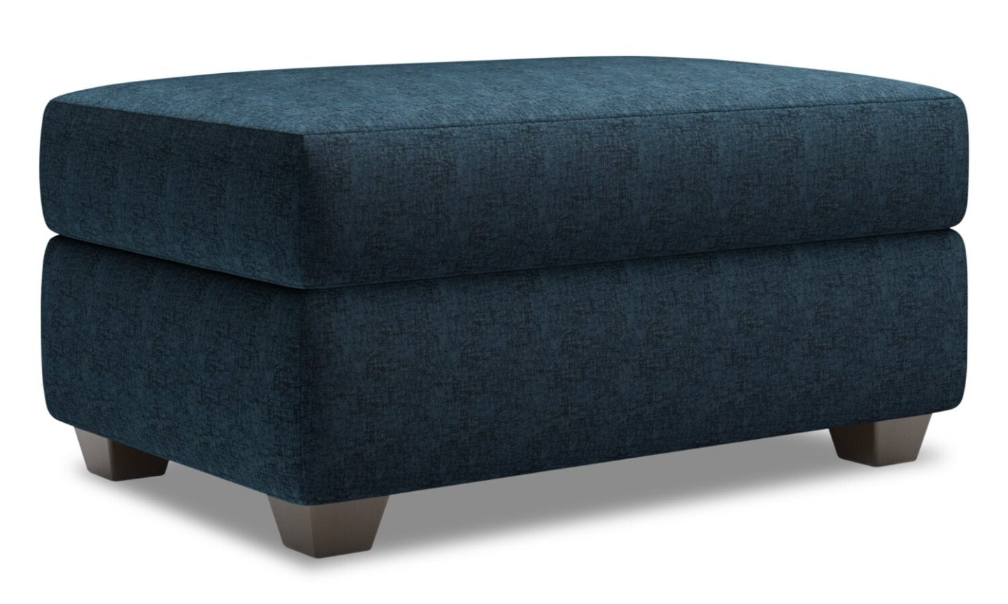 Fabriqué au Canada Pouf de rangement personnalisable The Trunk 39 en tissu de chenille - Bleu Indigo de luxe | Pouf de rangement The Trunk de Sofa Lab de 39 po fabriqué au Canada en tissu chenille - bleu Indigo de luxe | TRUN3193