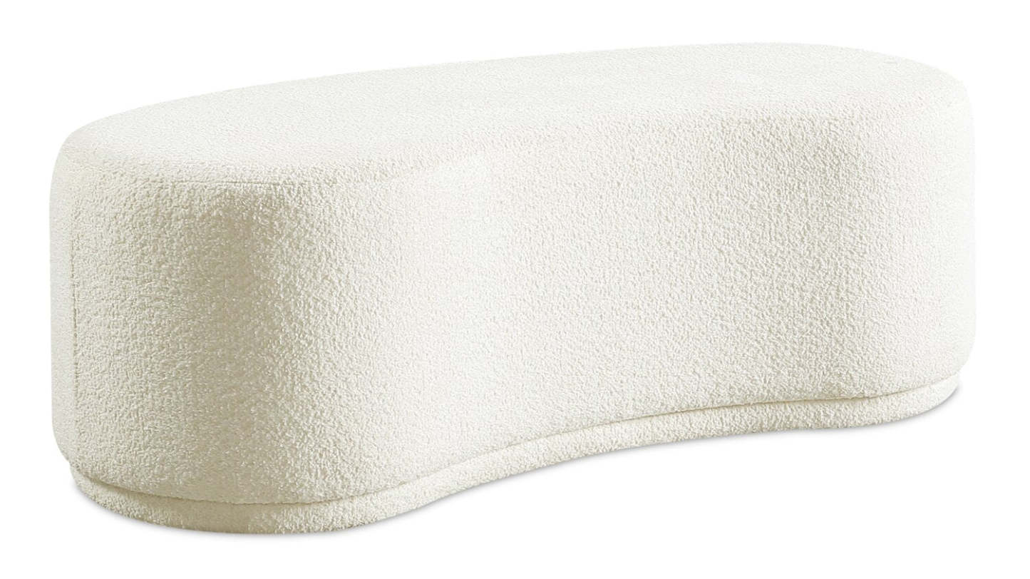 Maren 47.25 Banc courbé en tissu - Crème | Banc arrondi Maren de 47,25 po en tissu - crème