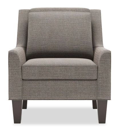 Fauteuil d'appoint club Sofa Lab de 29 po fabriqué au Canada en tissu d'apparence lin avec pattes en bois - bleu Luna Sailor | CLUB2391