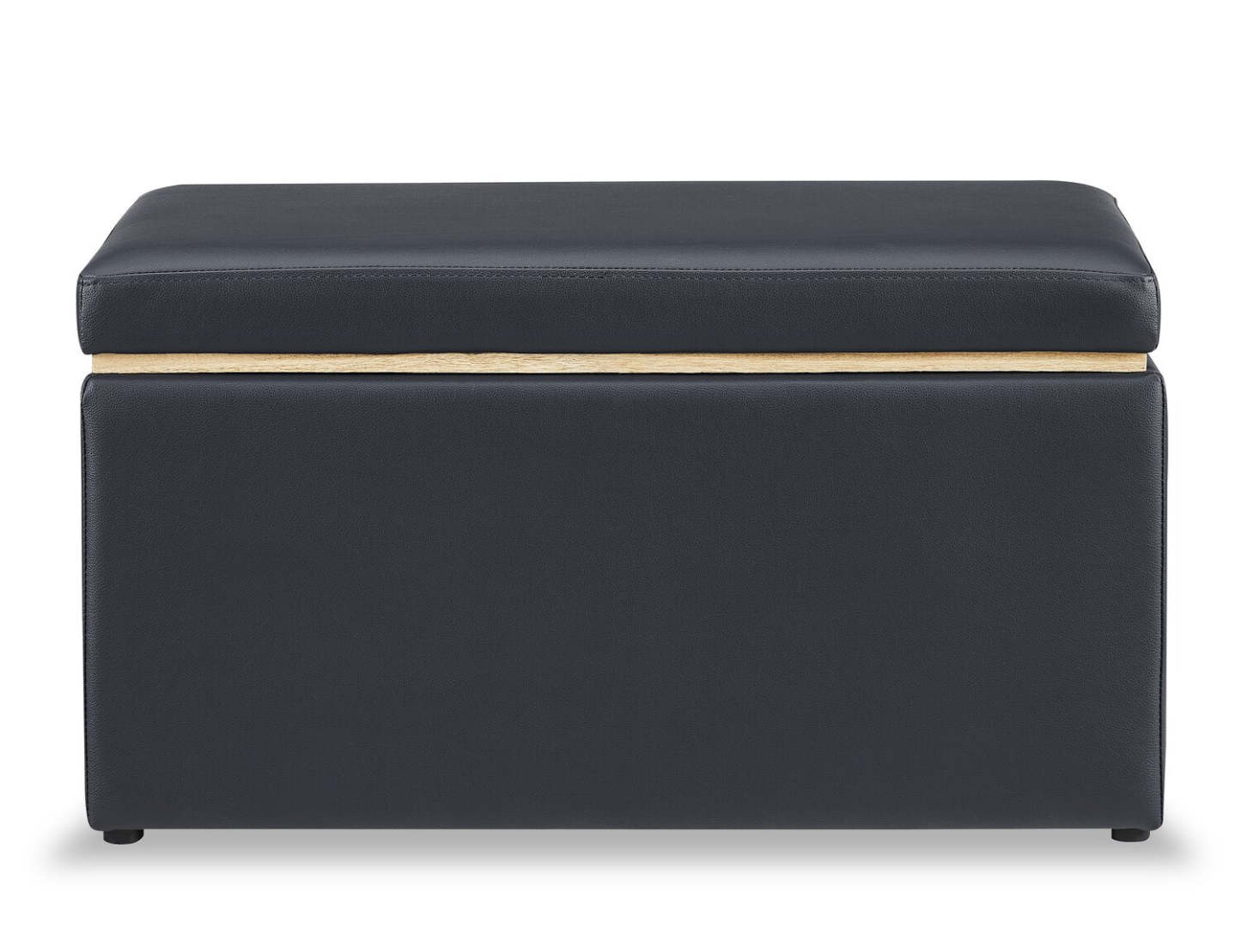 Edmonton 32 Storage Ottoman - Navy Faux Leather|Pouf de rangement Edmonton de 32 po - similicuir bleu marine