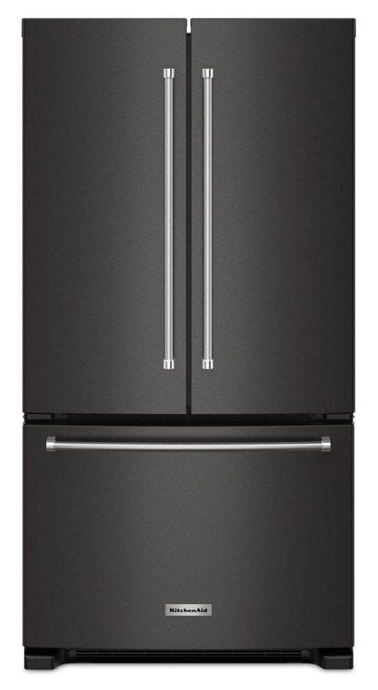Réfrigérateur KitchenAid de 36 po et de 20 pi3 de profondeur comptoir à portes françaises - acier inoxydable noir - KRFC136RBS | KRFC13BS
