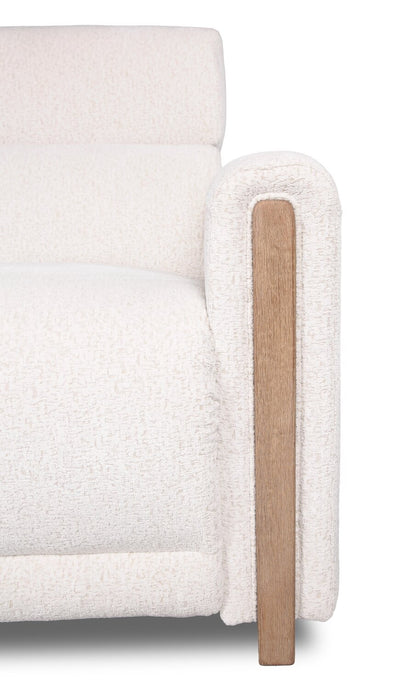 Sable 38 Chenille Fabric Power Reclining Chair with Power Headrest and USB Port - Alabaster White | Fauteuil à inclinaison électrique Sable de 38 po en tissu de chenille avec appuie-tête électrique et port USB - blanc albâtre