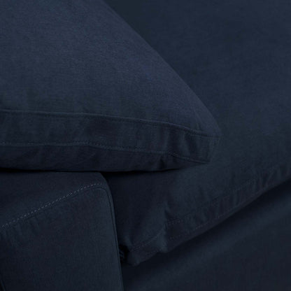 Eclipse Modular 86 Linen-Look Fabric Loveseat with Reversible Feather Down Cushions - Navy Blue | Causeuse modulaire Eclipse de 86 po en tissu d’apparence lin avec coussins réversibles en duvet et plumes - bleu marine