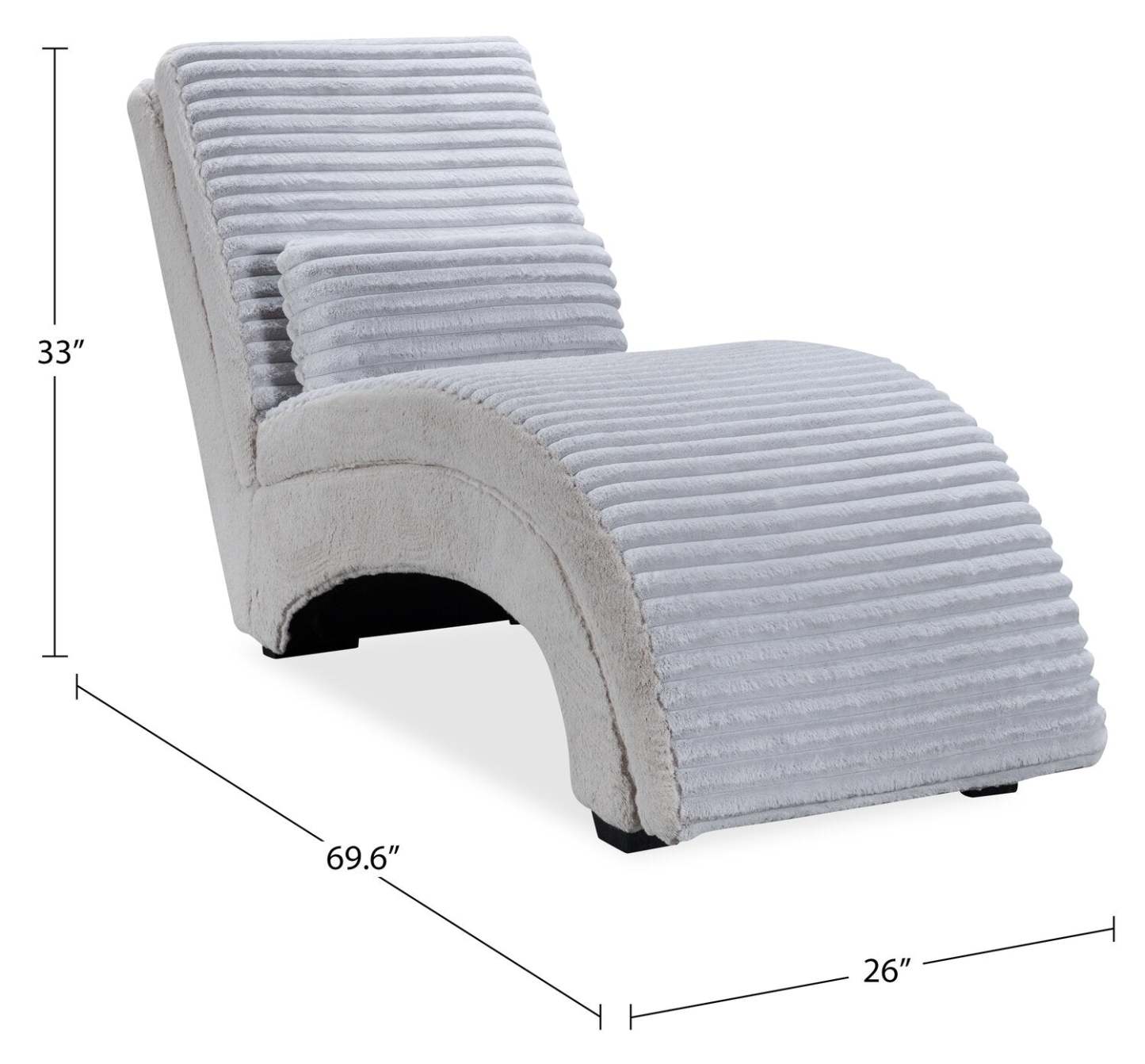 Chaise longue en tissu fausse fourrure ultra pelucheux Cleo 26 avec oreiller décoratif - Gris clair | Fauteuil long de détente Cleo de 26 po en tissu de fausse fourrure très douce avec coussin décoratif - gris clair