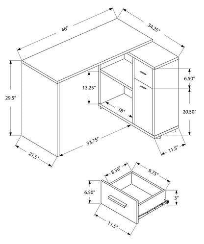 Zoey 46 L-Shaped Office Desk with Cubbies, Drawer & Cabinet - Grey|Bureau en forme de L Zoey de 46 po avec compartiments, tiroir et armoire - gris