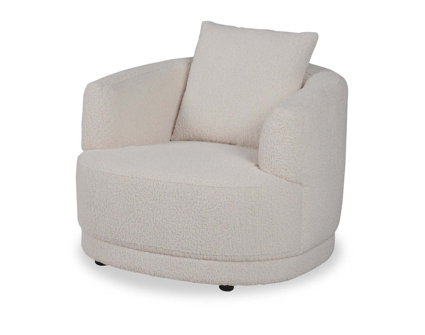 Fauteuil arrondi Moon de 35,8 po en tissu avec coussin décoratif - blanc amande laineux
