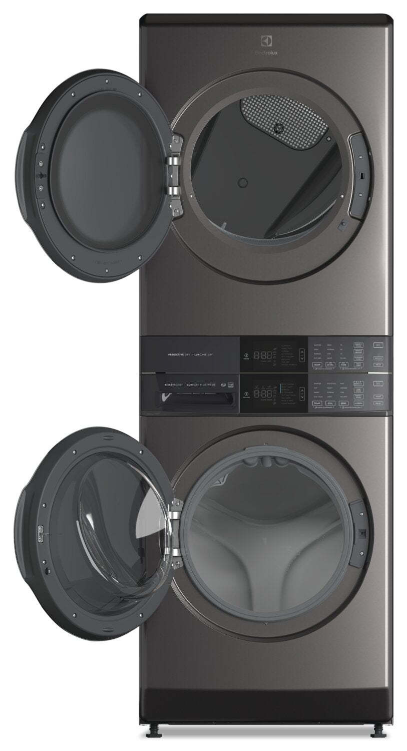 Tour de buanderie Electrolux à chargement frontal de 5,2/8,0 pi³ avec vapeur - Titane - ELTE760CAT | Tour de buanderie Laundry TowerMC à la vapeur Electrolux à chargement frontal de 5,2/8,0 pi³ - titan…