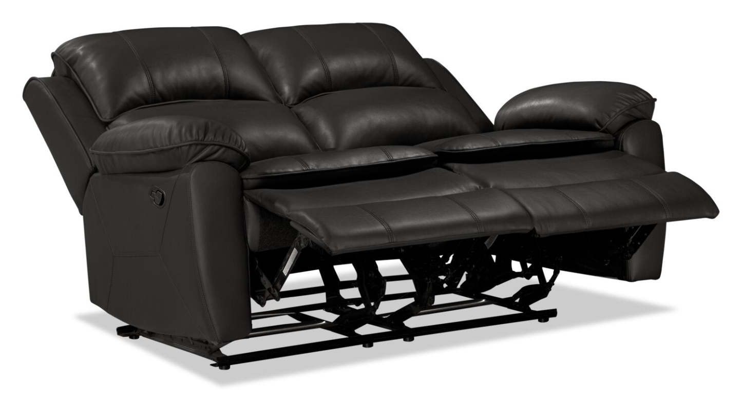 Causeuse inclinable Chandler de 60 po en tissu d'apparence cuir - gris