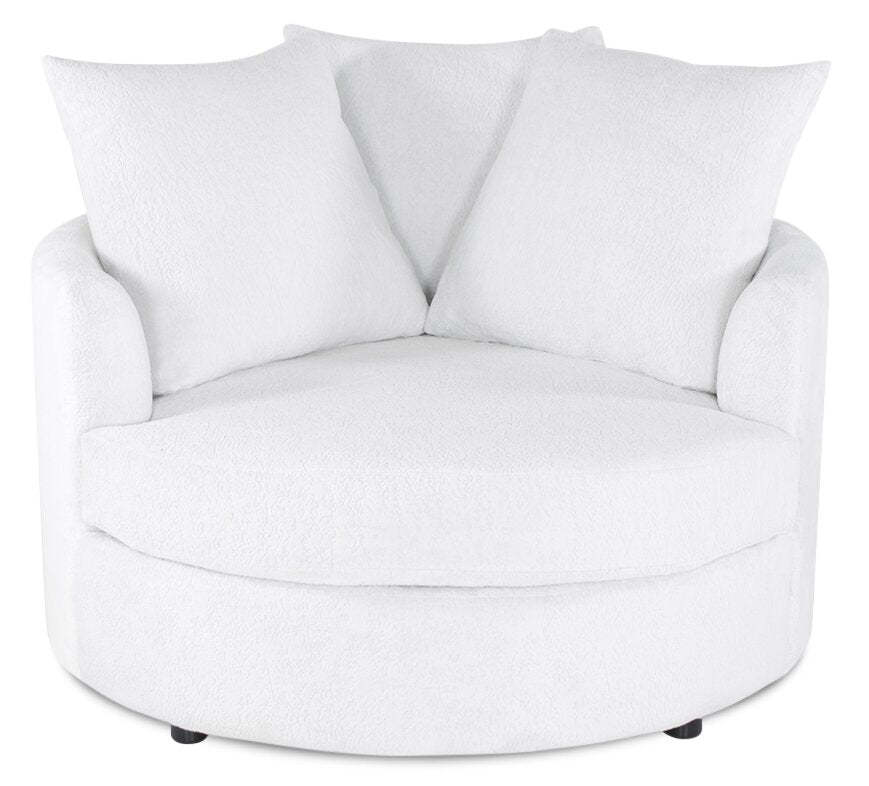 Fauteuil d’appoint Cuddler Grande de 48 po fabriqué au Canada en tissu de chenille - blanc Plush Heaven
