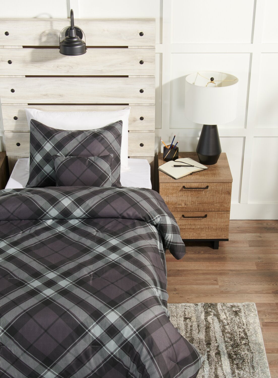 Ensemble d'édredon William 4 pièces pour lit double/grand lit - Gris | Ensemble d'édredon William 4 pièces pour lit double ou grand lit - gris | WLIAM4FQ