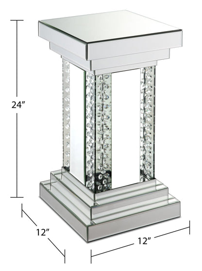 Lisa 12 Mirrored Accent Table with Crystals - Silver|Table d'appoint Lisa de 12 po en miroir avec cristaux - argentée