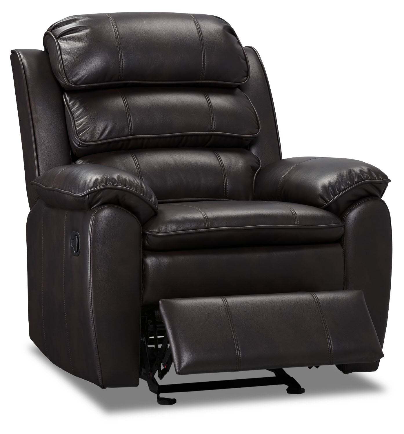 Adam 34.45 Fauteuil inclinable coulissant en tissu d'apparence cuir marron | Fauteuil coulissant inclinable Adam de 34,45 po en tissu d'apparence cuir brun