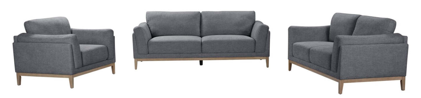 Sofa Valley de 83,5 po en tissu avec base et pattes en hévéa - étain