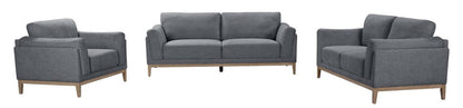 Sofa Valley de 83,5 po en tissu avec base et pattes en hévéa - étain