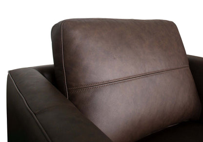 Chaise Melrose 36,5 en cuir véritable de première qualité avec pieds en métal - Brun foncé | Fauteuil Melrose de 36,5 po en cuir de qualité supérieure avec pattes en métal véritable - brun foncé