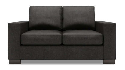 Fabriquée au Canada Causeuse personnalisable Track de Sofa Lab de 62 po en tissu d'apparence lin avec accoudoirs rectilignes - gris Luna Kohl | TR202691