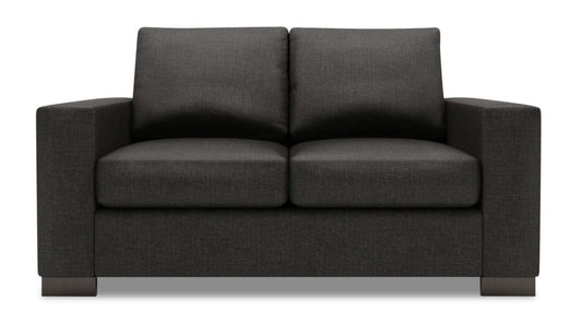 Fabriquée au Canada Causeuse personnalisable Track de Sofa Lab de 62 po en tissu d'apparence lin avec accoudoirs rectilignes - gris Luna Kohl | TR202691