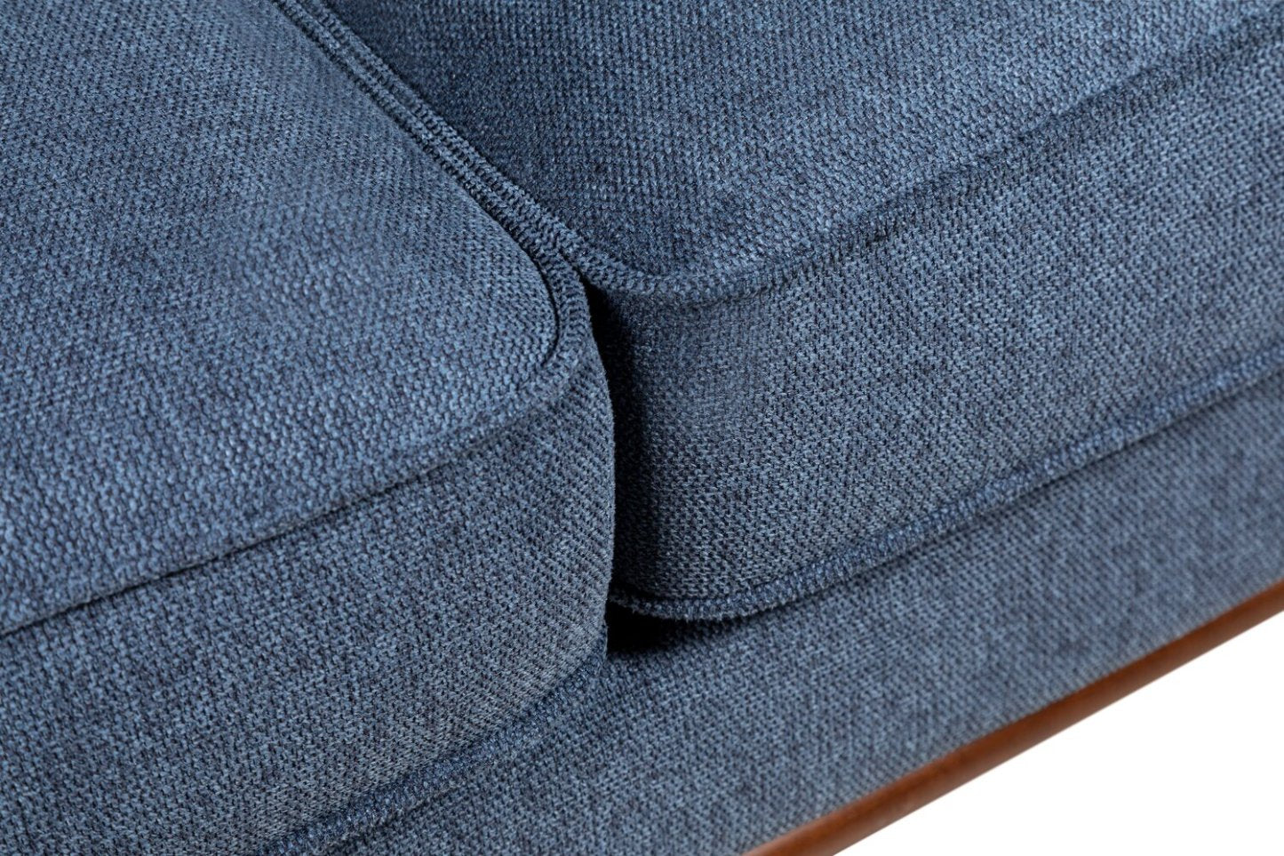 Canapé Kassia de Kort &amp; Co. de 90,6 po en tissu d'apparence lin avec base et pattes en bois - bleu