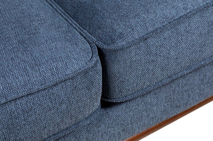 Canapé Kassia de Kort &amp; Co. de 90,6 po en tissu d'apparence lin avec base et pattes en bois - bleu