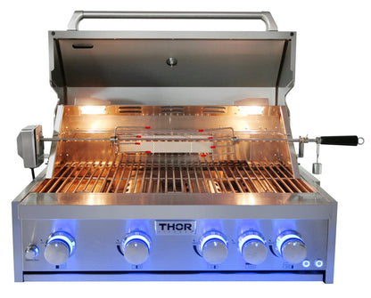 Thor Kitchen 4-Burner Gas BBQ Grill with Rotisserie - MK04SS304  | Barbecue gril à gaz Thor Kitchen à 4 brûleurs avec brûleur de rôtisserie - MK04SS304  | MK04SBBQ