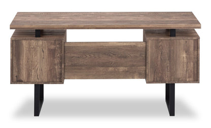 Bureau réversible Teagan 60 avec 3 tiroirs - Marron|Bureau réversible Teagan de 60 po à 3 tiroirs - brun